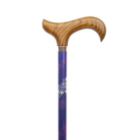 Canne de marche violette réglable avec poignée bois