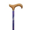 Canne de marche violette réglable avec poignée bois