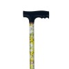 Canne de marche fleurs jaunes réglable aluminium – poignée noire