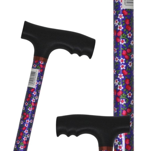 Canne de marche liberty violette, réglable poignée noire