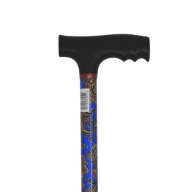 Canne de marche aluminium cachemire bleu, légère et réglable