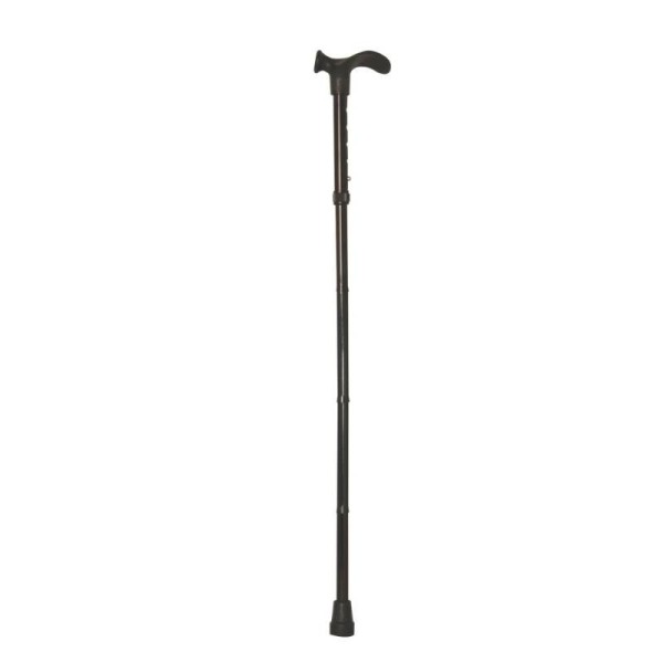 Canne pliante noire ergonomique main droite, dragonne incluse