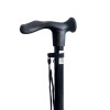 Canne pliante noire ergonomique main droite, dragonne incluse
