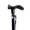 Canne pliante noire ergonomique main droite, dragonne incluse