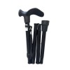 Canne pliante noire ergonomique main droite, dragonne incluse