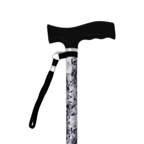 Canne de marche marbre gris réglable avec dragonne