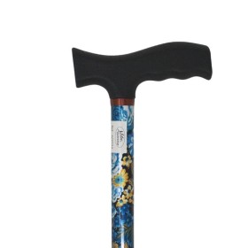 Canne de marche fleurs bleues jaunes réglable légère aluminium