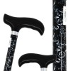 Canne de marche élégante noire avec motif feuillage discret