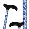 Canne d'aide à la marche réglable en aluminium, motif floral tribal bleu