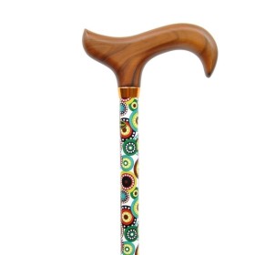 Canne de marche multicolore légère, poignée bois