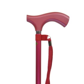 Canne de marche réglable  rouge métallisé avec dragonne