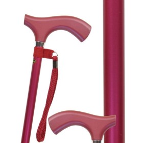 Canne de marche réglable  rouge métallisé avec dragonne