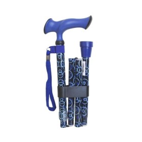 Canne pliante grande taille avec poignée silicone ergonomique bleue