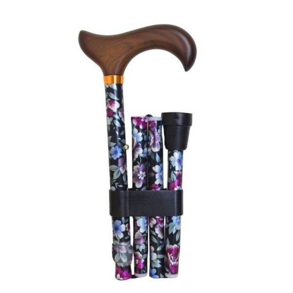 Canne de marche pliable avec imprimé floral