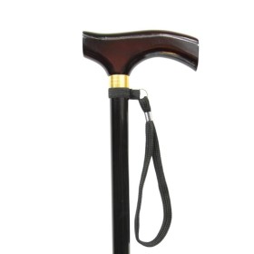 Canne de marche noire réglable avec dragonne, diamètre 19mm robuste