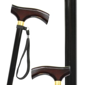 Canne de marche noire réglable avec dragonne, diamètre 19mm robuste