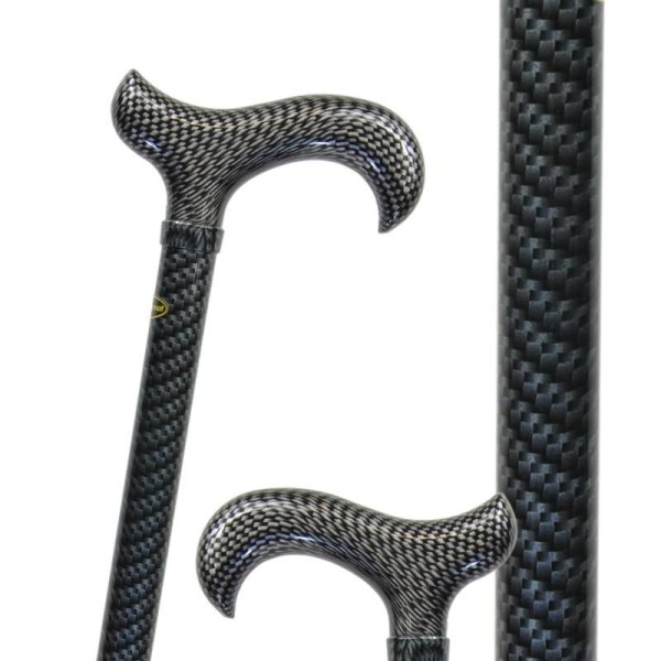 Canne réglable 3D noire, motif intégral, poignée derby assortie