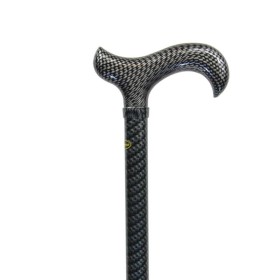 Canne réglable 3D noire, motif intégral, poignée derby assortie