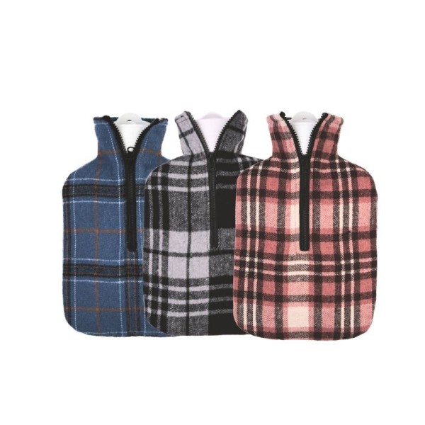 Bouillotte à eau 1,8L housse flanelle écossaise