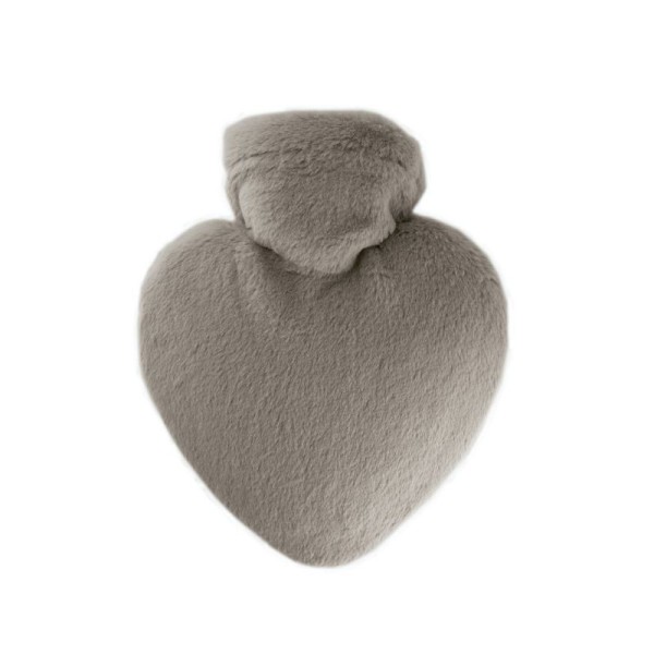 Bouillotte cœur 1L housse douce taupe