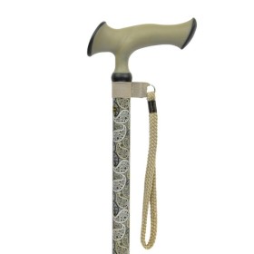 Canne de marche réglable poignée silicone ergonomique, motif cachemire gris