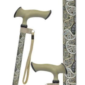 Canne de marche réglable poignée silicone ergonomique, motif cachemire gris