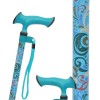 Canne de marche réglable poignée silicone ergonomique, motif cachemire bleu