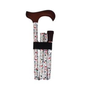 Canne pliante motif champêtre fleurie, réglable et légère