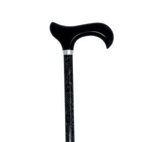 Canne réglable motif dentelle noire poignée derby élégante