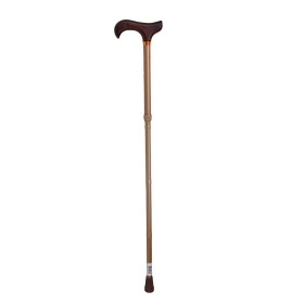 Canne pliante bronze mat, avec poignée derby bois