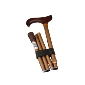 Canne pliante bronze mat, avec poignée derby bois