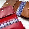 Pilulier hebdo et pochette en cuir rouge